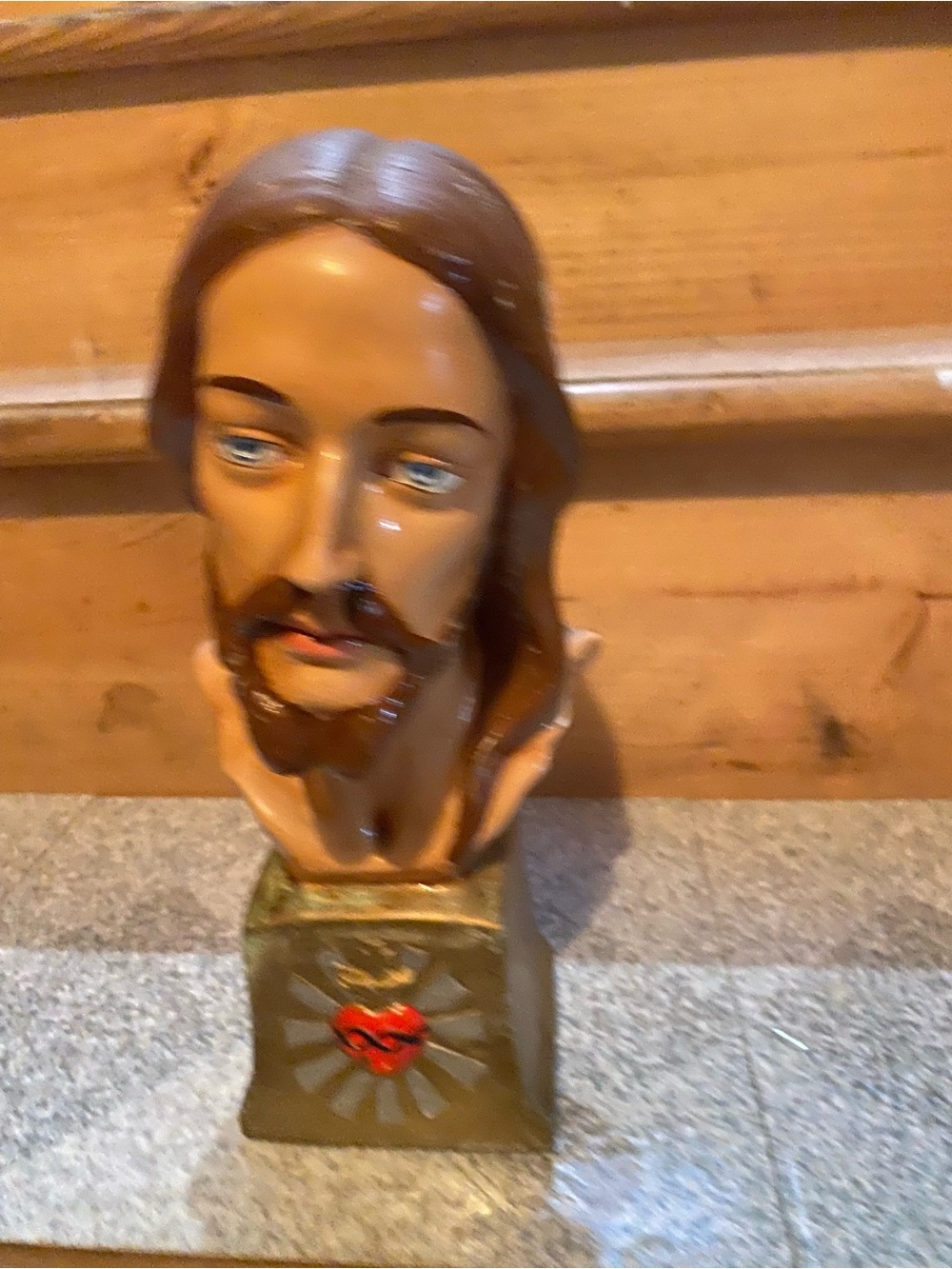 Vintage Decorative Religious Bust Painting - Brown and Gold